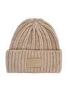 Max Mara Macbeth Cashmere Beanie With Logo Patch In Brown