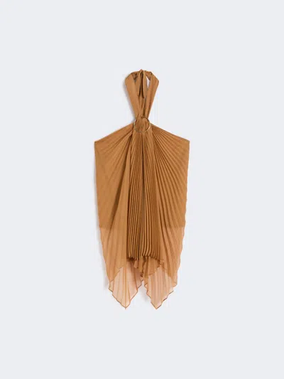 Max Mara Haut Plissé En Mousseline In Brown