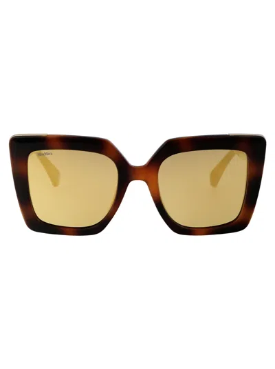Max Mara Havana Acetate Sunglasses In Gold