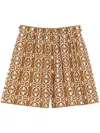 Max Mara Hawaii-style Logo Shorts Matching Luxury Dress In Brown