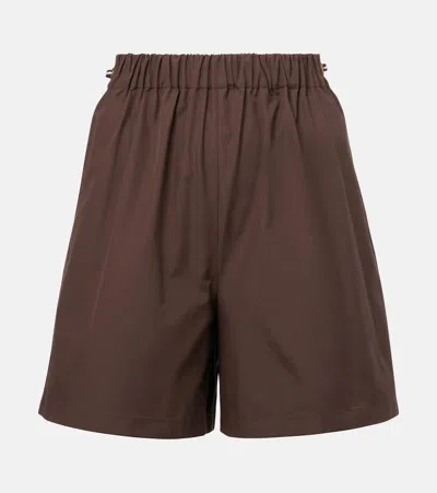 Max Mara Haway Cotton Poplin Shorts In Brown