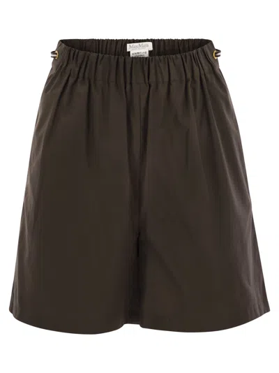 Max Mara Haway Cotton Poplin Shorts In Brown