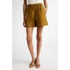 Max Mara Haway Elastic Waist Cotton Poplin Shorts In Olive Green