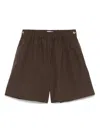 Max Mara Haway High-rise Pleat Shorts With Elasticated Waistband In Brown