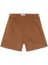 Max Mara Pleated Shorts With Elastic Waistband And Gold-tone Hardware In 褐色