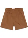 Max Mara Pleated Shorts With Elastic Waistband And Gold-tone Hardware In Brown