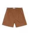 Max Mara Pleated Shorts With Elastic Waistband And Gold-tone Hardware In Brown