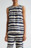 Max Mara Cotton Sleeveless Haway Blouse In Ultramarine