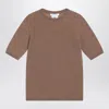 Max Mara Hazelnut-coloured Crew Neck Sweater In Wool Women In Brown