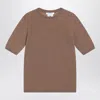 Max Mara Hazelnut-coloured Crew Neck Sweater In Wool Women In Brown