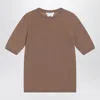 Max Mara Hazelnut-coloured Crew Neck Sweater In Wool Women In Brown