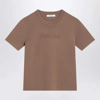 MAX MARA HAZELNUT-COLOURED T-SHIRT IN VISCOSE CRÊPE
