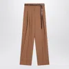 Max Mara Studio Hazelnut Wool Canvas Trousers In Brown