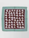 Max Mara Heart Pattern Square Scarf Contrast Border In Multi
