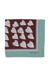 Max Mara Heart Pattern Square Scarf Contrast Border In Brown