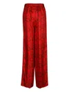 Max Mara Heart-print Silk Trousers In Red