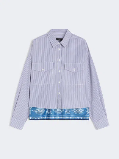 Max Mara Heavy Cotton Canvas Shirt In Blue