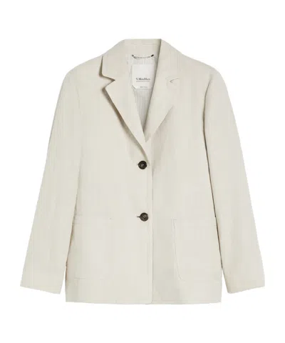 Max Mara Heavy Linen Canvas Jacket In White