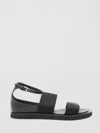 Max Mara Flat Sandals In Leather And Elasticated Webbing In Black