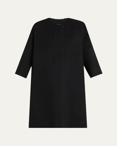 Max Mara Helene Three-quarter Sleeve Wool Coat In Black