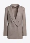 Max Mara Double-breasted Cashmere Jacket In Dove Color In Neutral