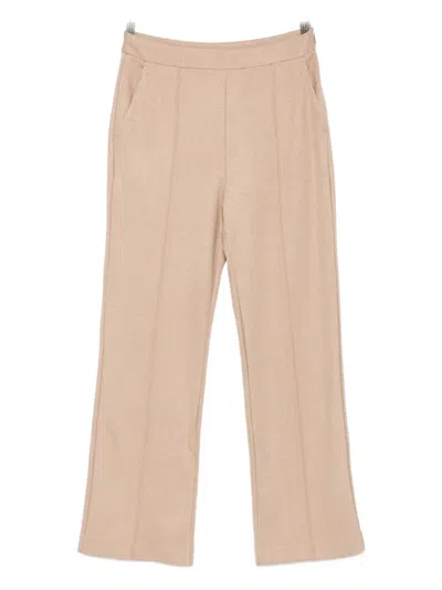 Max Mara Herringbone Cropped Trousers In Neutral