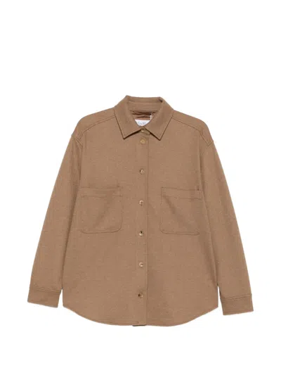 Max Mara Herringbone Patch-pocket Jacket In Brown