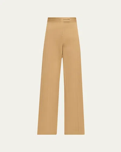 Max Mara Herringbone Striped Jersey Wide-leg Pants In Brown