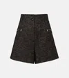 Max Mara Herringbone Wool-blend Shorts In Black