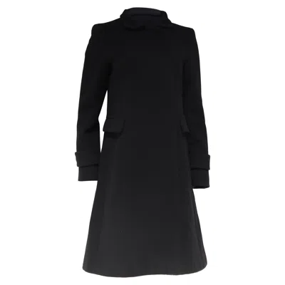 Max Mara Hidden-buttoned Coat In Black Wool