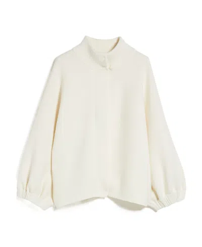 Max Mara Hidden Zipper Cardigan In White