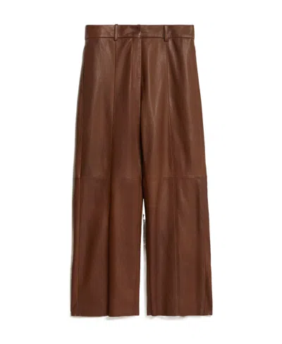 Max Mara High Belt Loop Casual Pants In Brown