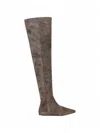 Max Mara Leather High Boots In Gray