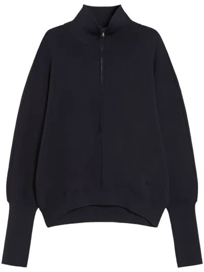 Max Mara High Collar Half-zip Sweater In Black