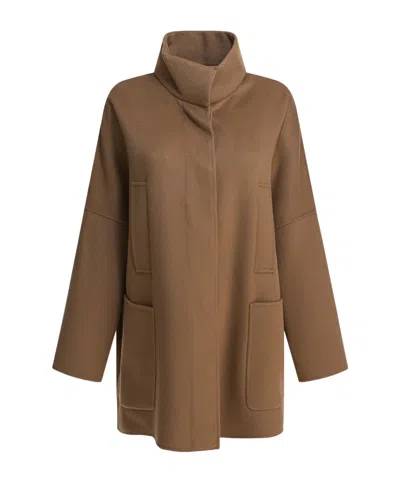 Max Mara 's  High-neck Long-sleeved Coat In Brown
