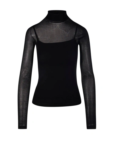 Max Mara High Neck Long-sleeved Top In Black