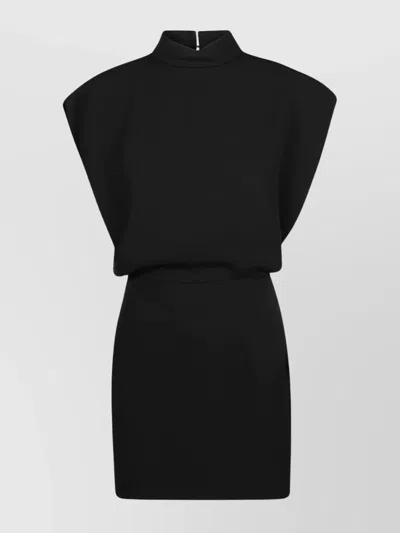 Max Mara High Neck Open Back Short Dress In Black