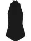 Max Mara Black High-neck One-piece With Open Back And Structured Shorts In Black