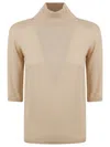Max Mara High Neck Short Sleeve Virgin Wool Sweater