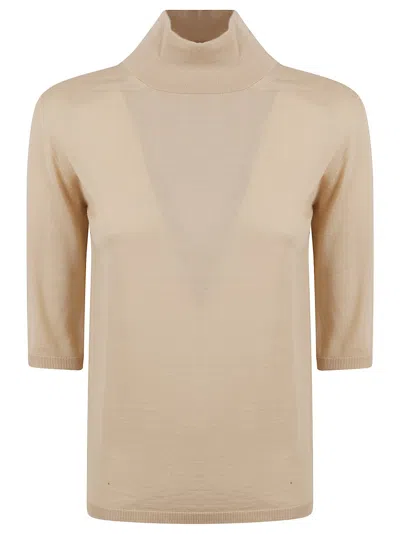 Max Mara High Neck Short Sleeve Virgin Wool Sweater