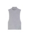 Max Mara High Neck Sleeveless Gilet In Cashmere-blend Knit In Gray