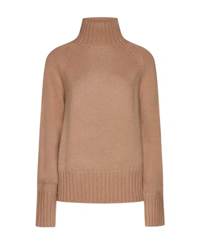 Max Mara High Neck Wool Blended Sweater In Brown