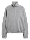 Max Mara High Neck Zip Frine Sweater In Gray
