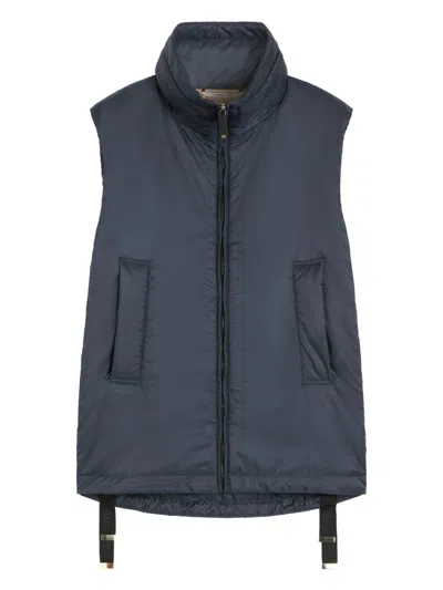 Max Mara High-neck Zip-front Gilet In Blue