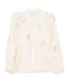 Max Mara Caladio Long-sleeved Shirt With All-over Embroidery In White