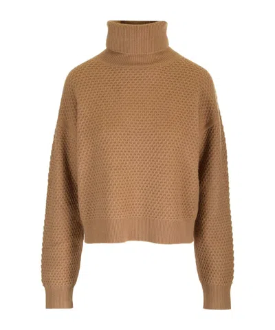Max Mara High-necked Long-sleeved Sweater In Brown
