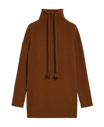 Max Mara High-necked Long-sleeved Sweater In Brown