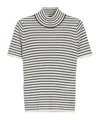 Max Mara Fiemme Striped Mock-neck Sweater In White