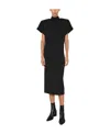 Max Mara Midi Dress With High Neck And Back Slit In Black
