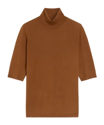 Max Mara High-necked Wool Sweater In Brown